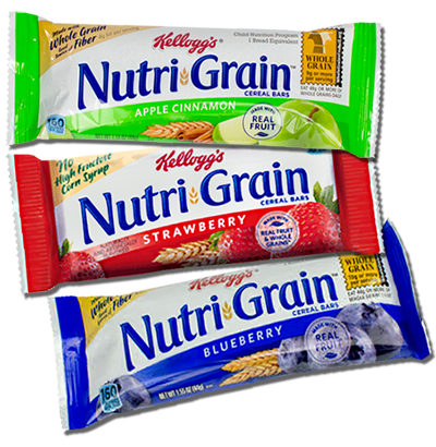 Our main fruit flavors of Nutrigrain bars